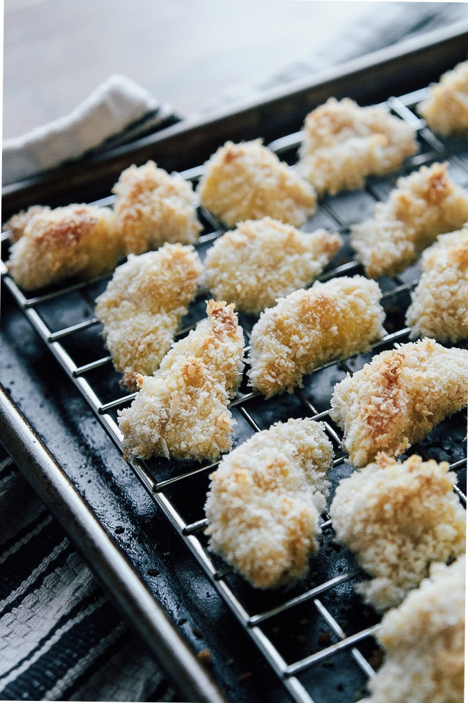 Baked chicken on baking rack.