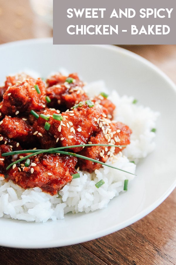 Sweet-and-Spicy-Chicken in a bowl with rice