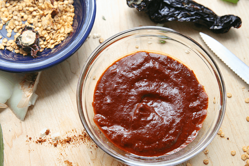 ancho chile paste in a bowl.