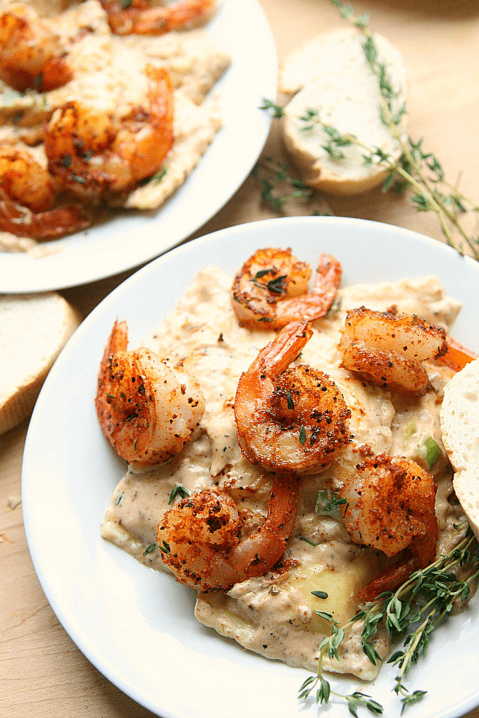 Blackened Shrimp And Cheese Ravioli Amy In The Kitchen