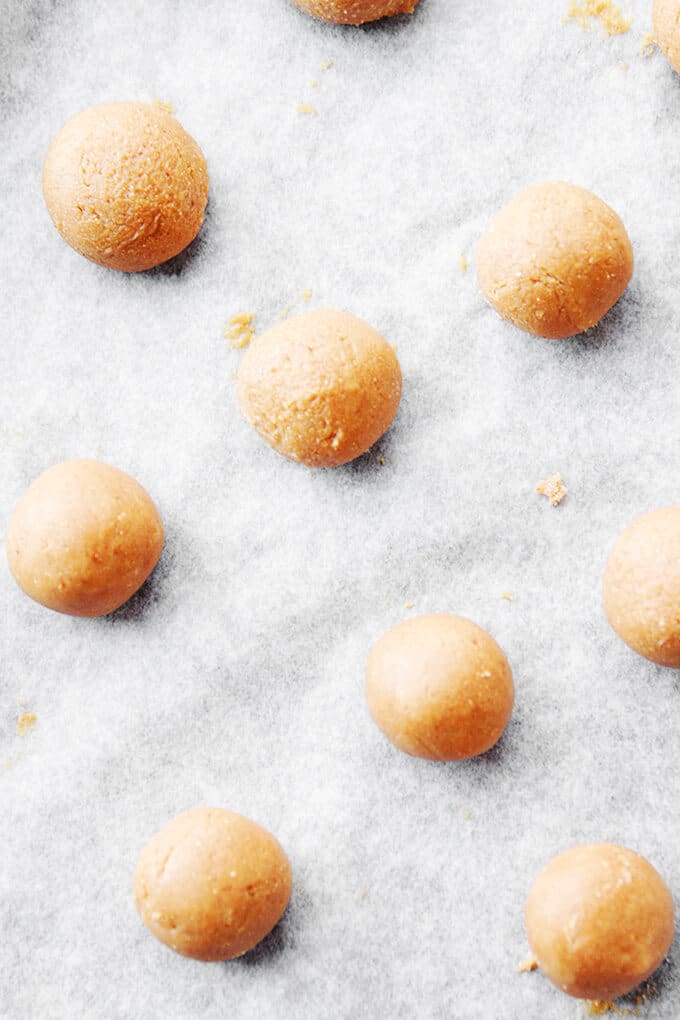 Dough balls on a baking sheet.