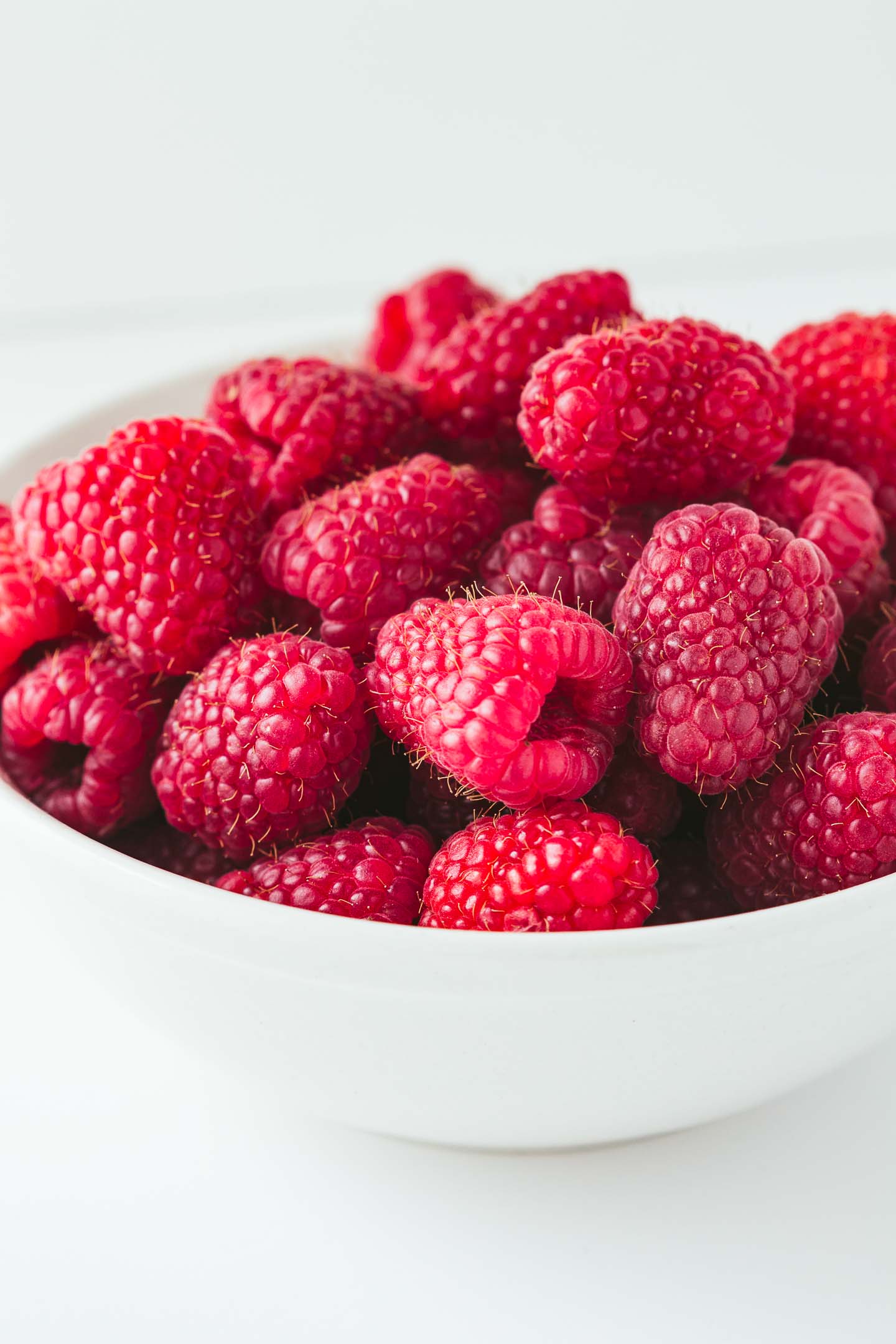 Bowl of fresh raspberries.