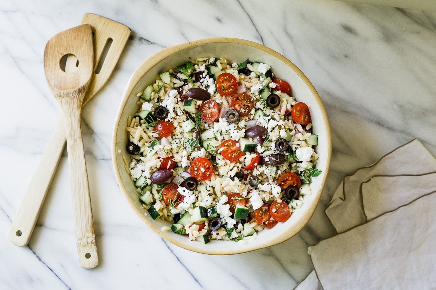 Greek Orzo Pasta Salad Recipe | Amy in the Kitchen