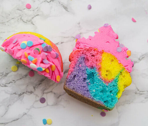 Easy Rainbow Cupcakes Marbled Amy In The Kitchen