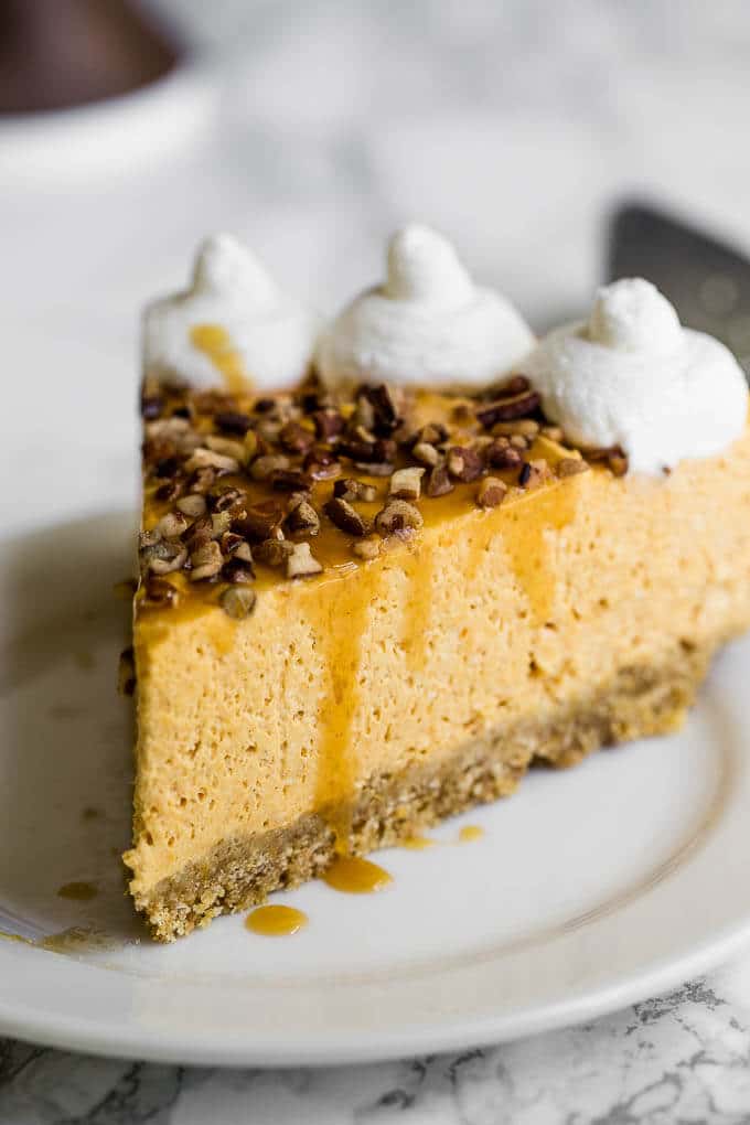 No Bake Pumpkin Cheesecake is the perfect thing to make for the holidays! So elegant ... no baking involved! Free up you oven space!