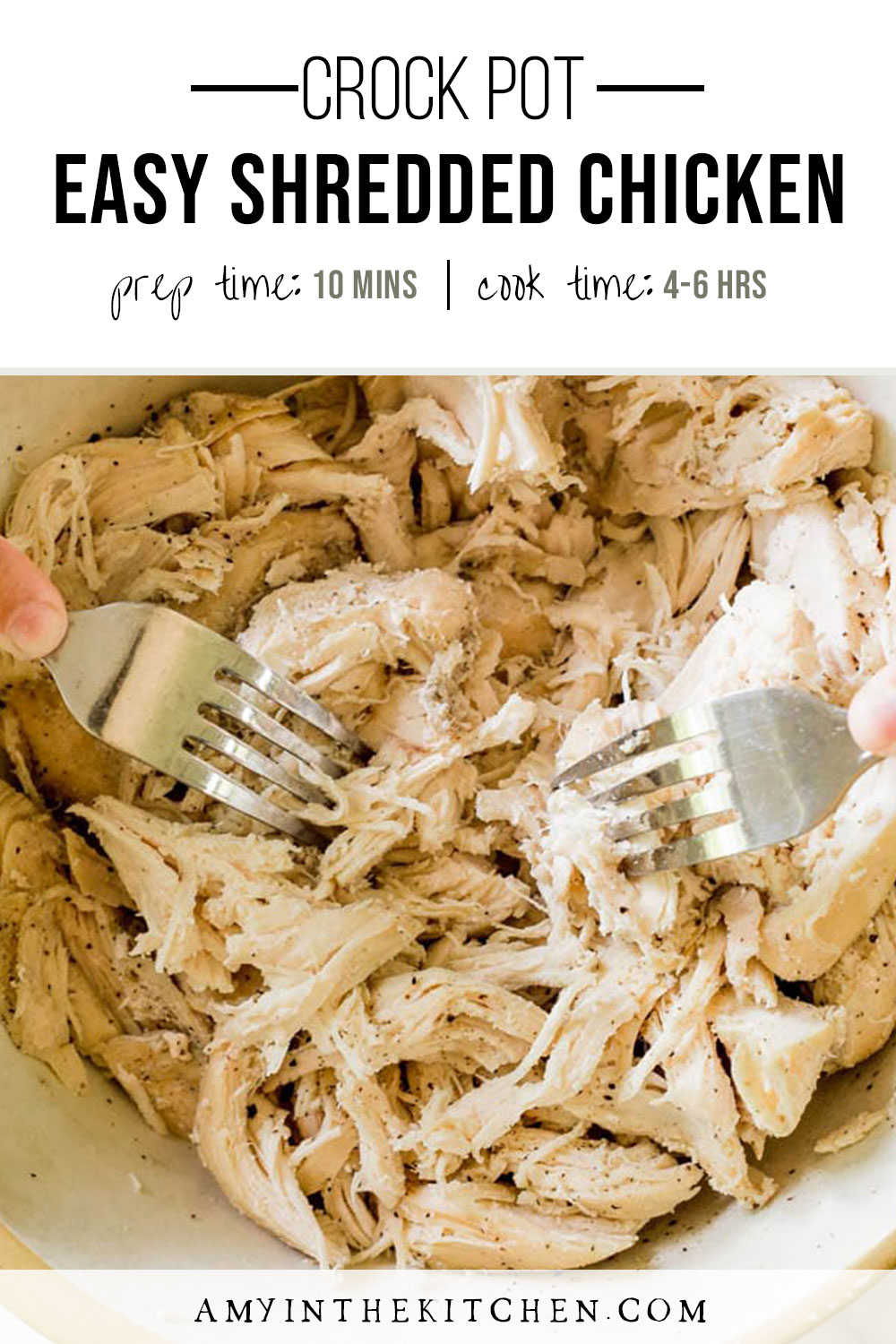 Easy Crockpot Shredded Chicken - Amy in the Kitchen