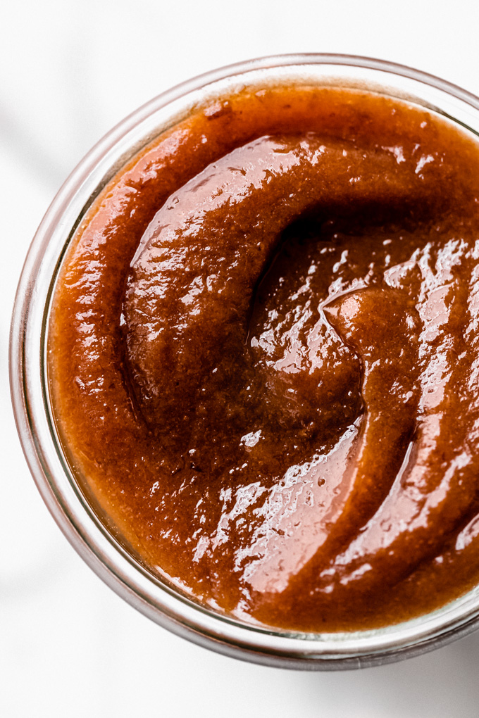 how to make date paste with only two ingredients A closeup photo of date paste in a jar.