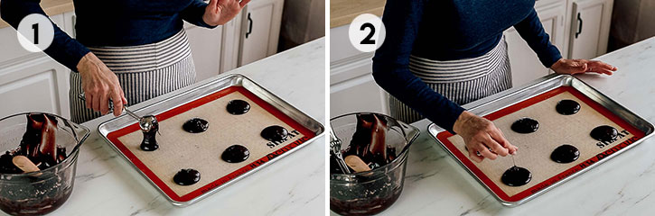 step-by-step photos of making flourless chocolate cookies 1 and 2