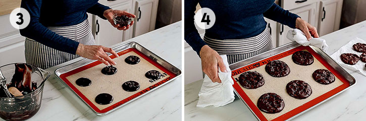 step-by-step photos of making flourless mint chocolate chip cookies 3 and 4