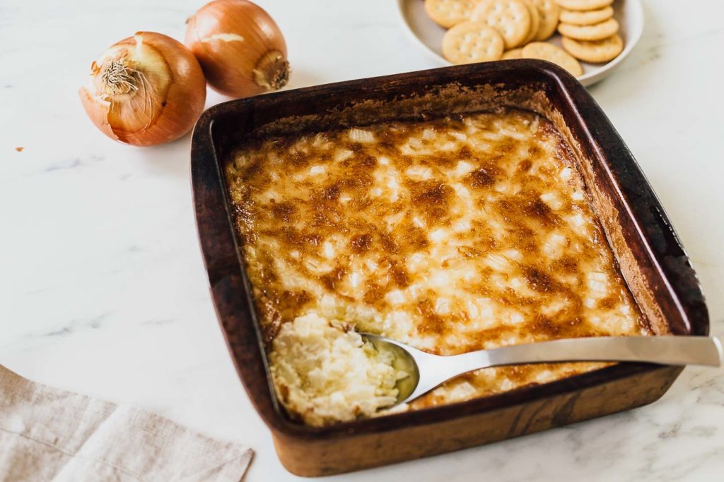 Hot Baked Onion Dip (Only 3 Ingredients) - Amy in the Kitchen