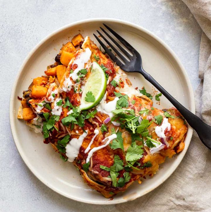 Sweet Potato Enchilada Casserole - Amy in the Kitchen