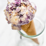 Blueberry Pie Ice Cream on a cone