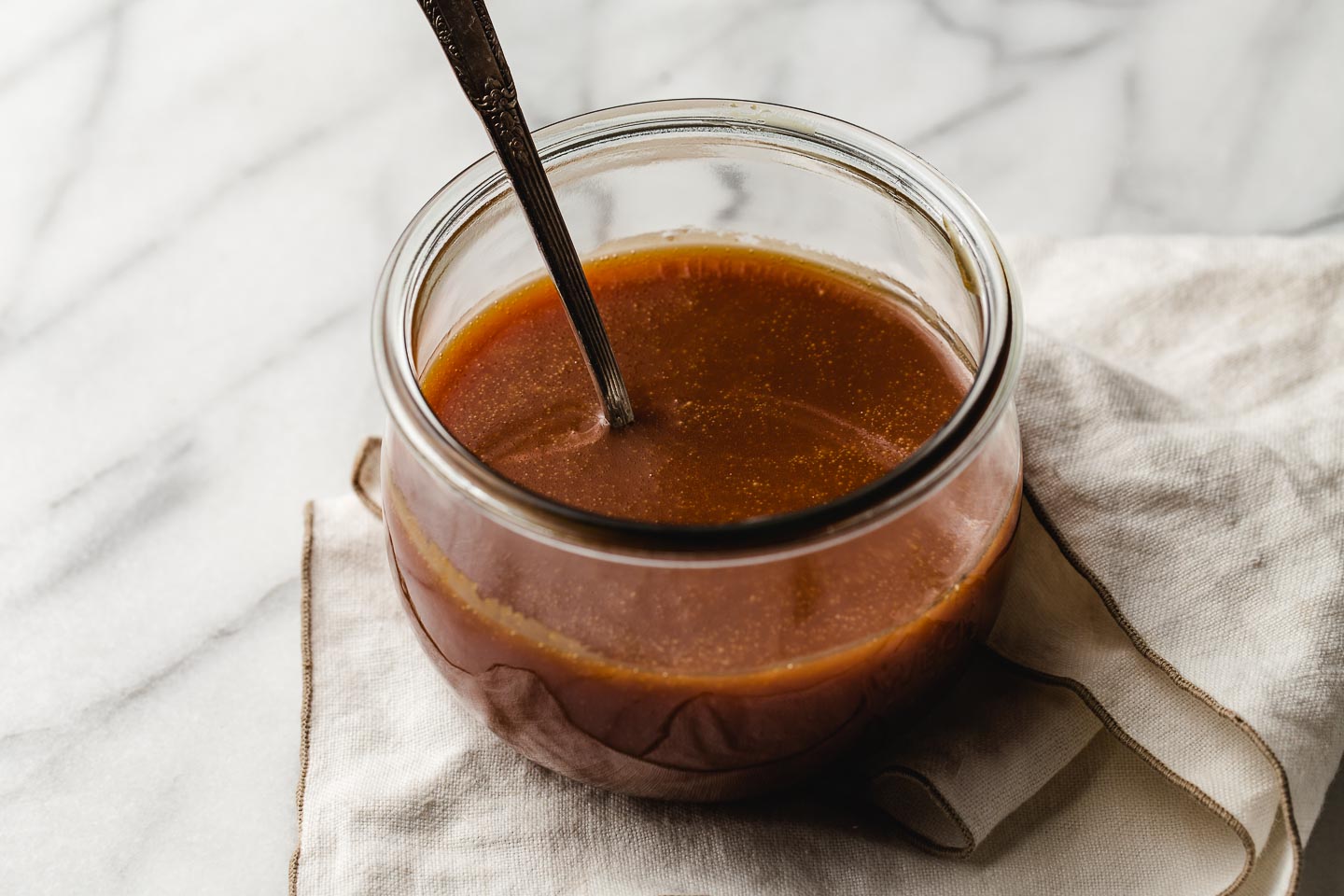 A weck jar filled with homemade salted caramel.