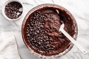 Brownie ingredients in a bowl.