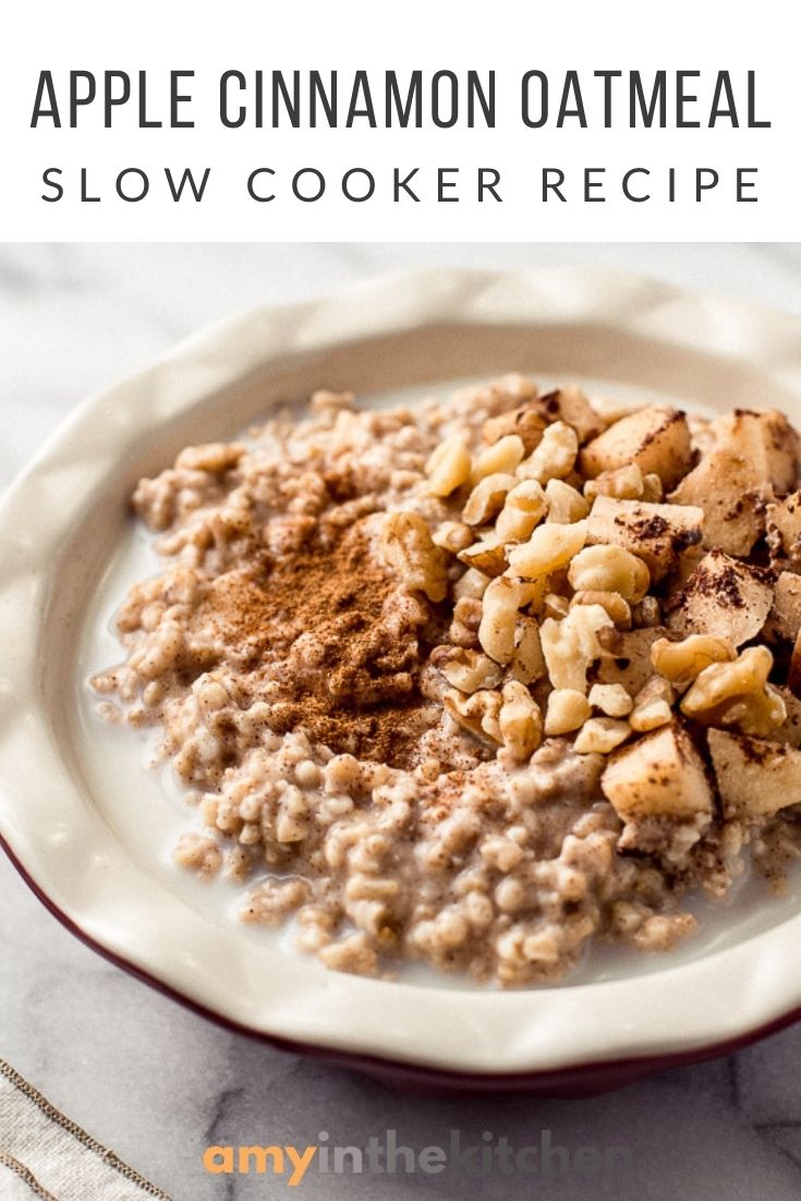 Slow Cooker Apple Cinnamon Oatmeal | Amy in the Kitchen