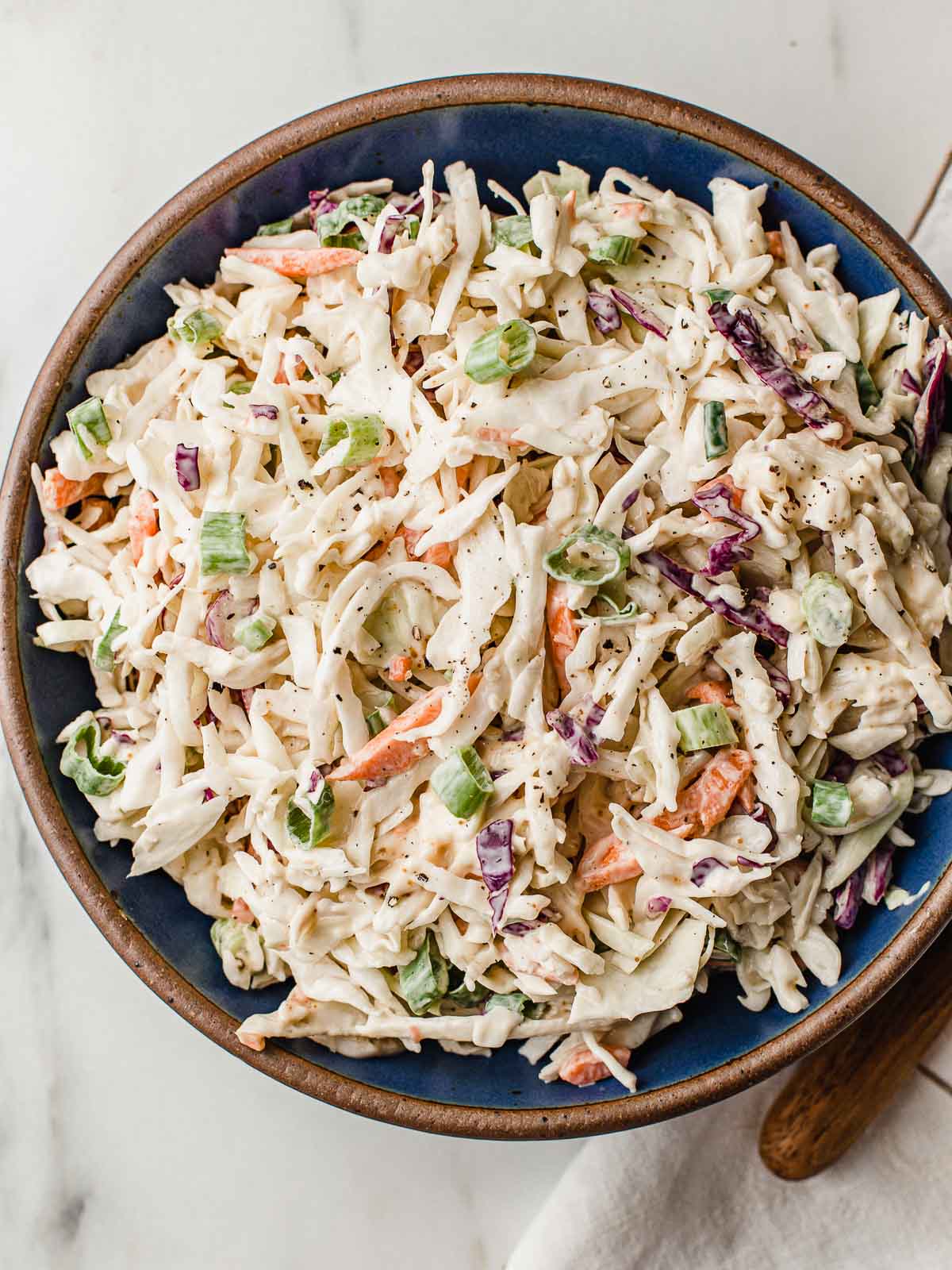 Low carb coleslaw in a bowl.